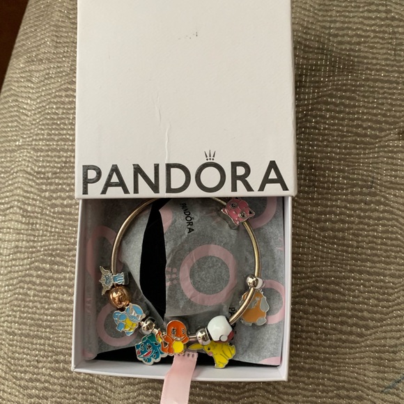 Pandora Rose Gold Clasp Bangle Bracelet w/ New 9 Pokemon Themed Charms - Picture 2 of 12